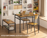 Dinning Table for 4, Kitchen Table and 2 Chairs for 4 with Bench, 4 Piece Dining Table Set for Small Space, Apartment - Retro