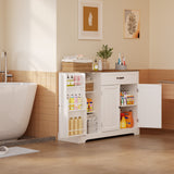 Noelse Kitchen Buffet Cabinet with Storage Small Coffee Bar Cabinet with Drawer, Kitchen Pantry Storage Cabinet with Door and Shelves for Kitchen Bathroom and Living Room, White and Rustic