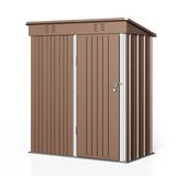 Outdoor Metal Storage Shed, Asofer Galvanized Steel Tool House with Lockable Doors & Vents Waterproof for Backyard Garden Patio Brown
