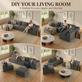 Lofka 134.3" Modular Cloud Sofa, L-Shaped Sectional Couch with Left-Facing Chaise,Corduroy Sofa for Living Room