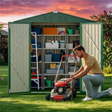 6' x 4' Outdoor Storage Shed with Lockable Door, Aiho Metal Garden Shed, House Storage Sheds Outdoor for Backyard, Garden & Patio Organization - Green
