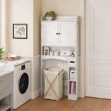 Over The Toilet Storage Cabinet，Asofer 71"H  Bathroom Organizer with Adjustable Shelves & Doors for Bathroom, Laundry, White