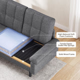 Lofka 80" Gray Linen Sectional Sofa with Left-Side Chaise, 3 Seat L-Shaped Couch, living room sofa with Deep Seats