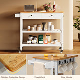 Kitchen Utility Cart with Drawer and Shelves for Home - White