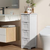 The Small Bathroom Floor Storage Cabinet with 4 Drawers - White