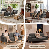 Lofka 70" Gray Linen Sofa with Side Storage Pocket Modern Couch for Living Room and Offices Linen Room Sofa