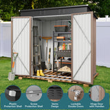 6'x 4' Outdoor Storage Shed with Lockable Doors & basic frame for Backyard Patio Lawns-Light Brown