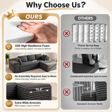 Lofka 105" Modular L-Shaped Couch for Living Room Right Facing Chaise Deep Seat Convertible Corduroy Sofa Boneless Sectional Couch Grey
