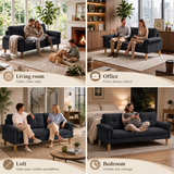 Lofka 70" Black Linen Sofas 3eat 660 LBS Capacity Modern Living Room Sofa with 3 Soft Pillows