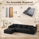 Lofka 134.3" Corduroy Sectional Sofa for Living Room L-Shaped Cloud Couch with Left-Facing Chaise