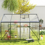 8' x 6' Greenhouse for Outside, Asofer Heavy Duty Polycarbonate Garden Plants Storage Shed, Aluminum Frame for Patio