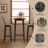 Noelse Bar Table and Chairs Set, Pub Table and Chairs Set of 2 with Elm Solid Wood and Thickened Metal Frame, for Bar, Small Space, Bistro Cafe