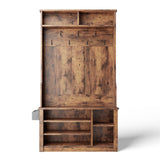 Asofer Modern Hall Tree with Shoe Storage, Front Entryway Furniture, Mudroom Bench with Coat Rack, Retro
