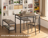 Dinning Table for 4, Kitchen Table and 2 Chairs for 4 with Bench, 4 Piece Dining Table Set for Small Space, Apartment - Gray