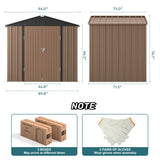 8' x 6' Metal Outdoor Storage Shed with Double Lockable Doors - Light Brown