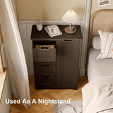 Noelse Kitchen Pantry Storage Cabinet with Drawers, 33'' Small Kitchen Pantry Cabinet with 3 Shelves and 1 Door for Kitchen Dining Room and Bathroom, Dark Brown