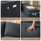 Lofka 80" Sectional Sofas Black,Corduroy l Shaped Couch for Living Room Cloud Sofas,No Assembly Required