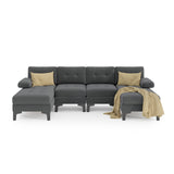 Modern U-Shape Sectional Sofa, Fabric Modular Couch, 4 Seat Oversized Sofa with Chaise for Living Room - Gray