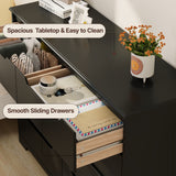 Asofer Queen Bedroom Furniture Set, Bed Frame with Charging Station, 2 Nightstands, 6 Drawer Dressers & 8 Drawer Dressers
