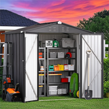 6' x 4' Outdoor Storage Shed with Lockable Door, Aiho Metal Garden Shed, House Storage Sheds Outdoor for Backyard, Garden & Patio Organization - Dark Gray
