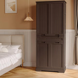 Noelse Kitchen Pantry Storage Cabinet With Doors, Noelse 71'' Large Kitchen Pantry with 1 Drawer and 6 Shelves for Kitchen Dining Room and Craft Room, Dark Brown