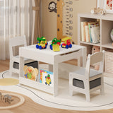 4-in-1 Kids Table and Chairs Set with Removable Tabletop Storage, Toddler Craft Table and Charis for Drawing Playing Studying Eating in Playroom Kids Room Living Room