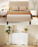 5 Pieces Bedroom Furniture Set, Includes Queen Size Bed Frame with Headboard, 2 Wooden 6- Drawers Dressers，Nightstand Set of 2 for Bedroom, White