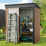 Outdoor Storage Shed, Lofka 5'x3' Outdoor Storage Shed, Metal Garden Shed,Brown