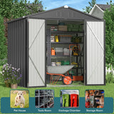8' x 6' Outdoor Storage Shed, Lofka Garden Metal Shed with Double Lockable Doors and Air Vents for Patio, Garden, Backyard, Lawn, Gray