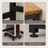 Asofer 66” L Shaped Desk with Drawers, Reversible Corner Computer Gaming Desk with Power Outlet, Rustic Brown
