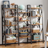 The Modern Triple Wide 5-Tiers Industrial Bookshelf with Storage - Retro