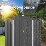 8x6 ft Outdoor Storage Shed on Sale, Sheds & Outdoor Storage with Lockable Doors, Metal Garden Shed by Durable Galvanized Steel for Patio, Lawn - Dark Gray