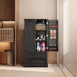 Asofer 63" Pantry Cabinet, 2-Drawer Freestanding w/Doors & Shelves, Black