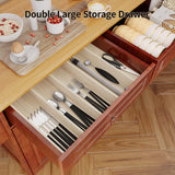 Kitchen Island with Storage, Mobile Kitchen Island Side Table on Wheels with Rubber Wood Drop-leaf Countertop , Side Rack and Drawer and for Kitchen,Dining Room - Brown