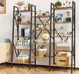 The Modern Triple Wide 5-Tiers Industrial Bookshelf with Storage - Retro