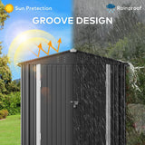 6' x 4' Outdoor Storage Shed with Lockable Door, Aiho Metal Garden Shed, House Storage Sheds Outdoor for Backyard, Garden & Patio Organization - Dark Gray