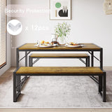 45.5" Dining Table Set for 4 with 2 Benches - Retro