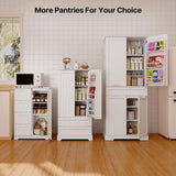 Asofer 63" Pantry Cabinet, 2-Drawer Freestanding w/Doors & Shelves, White