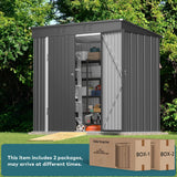 6'x 4' Outdoor Storage Shed with Lockable Doors & basic frame for Backyard Patio Lawns-Gray