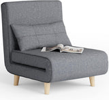 Noelse 3 in 1 Sleeper Chair Bed, Convertible Sofa Bed Futon Sofa Sleeper with Adjustable Backrest for Apartment,Bedroom,Office, Dark Grey