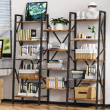 The Modern Triple Wide 5-Tiers Industrial Bookshelf with Storage - Retro