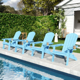Asofer Folding Adirondack Chair, SGS Tested, Wooden Textured with Cup Holder, Heavy All-Weather HDPE Comfortable Set Poolside Backyard Lawn Coffee, Aruba Blue