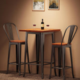 Noelse Bar Table and Chairs Set, Pub Table and Chairs Set of 2 with Elm Solid Wood and Thickened Metal Frame, for Bar, Small Space, Bistro Cafe