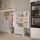 Asofer 63" Pantry Cabinet, 2-Drawer Freestanding w/Doors & Shelves, White