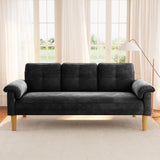 Lofka 69"Sofa Couch, 3 Seater Couch for Living Room with 7.5" Spring Cushions & Wide Armrests, Modern Linen Fabric Sleeper Sofa for Small Space, Black