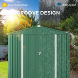 8x6 ft Outdoor Storage Shed on Sale, Sheds & Outdoor Storage with Lockable Doors, Metal Garden Shed by Durable Galvanized Steel for Patio, Lawn - Green