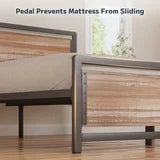 Asofer Queen Bed Frame with with Rustic Vintage Wood Headboard and Footboard, No Box Spring Needed, Gray