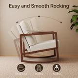 Asofer 2 piece Rocking Chair, Upholstered Linen Chair, Single Lounge Chair with Solid Wood Frame, Suitable for Living Room, Bedroom, Study, Beige