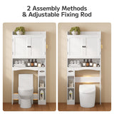 Over The Toilet Storage Cabinet，Asofer 71"H  Bathroom Organizer with Adjustable Shelves & Doors for Bathroom, Laundry, White