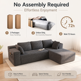 Lofka 105" Modular L-Shaped Couch for Living Room Right Facing Chaise Deep Seat Convertible Corduroy Sofa Boneless Sectional Couch Grey